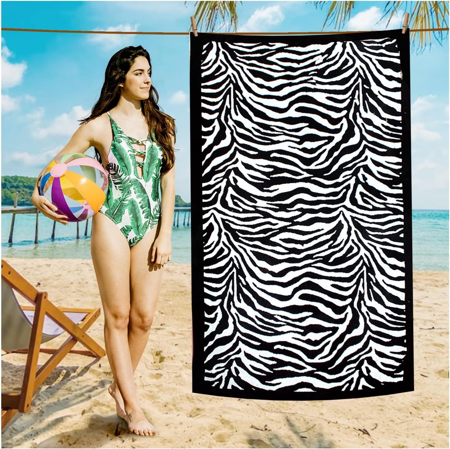 Extra Large 100% Cotton Jacquard Beach Towel
