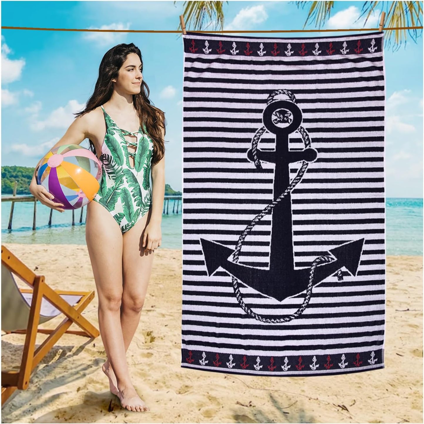 Extra Large 100% Cotton Jacquard Beach Towel