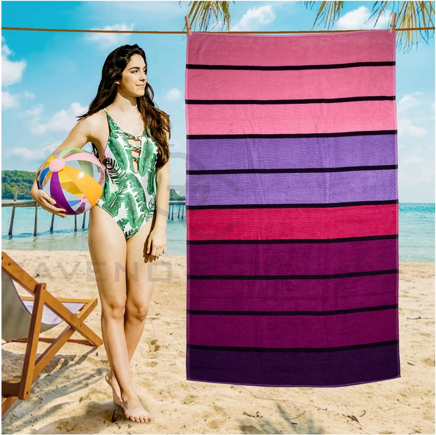 Extra Large 100% Cotton Jacquard Beach Towel