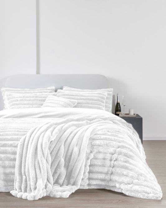 Chunky Cord Teddy Fleece Duvet Set White