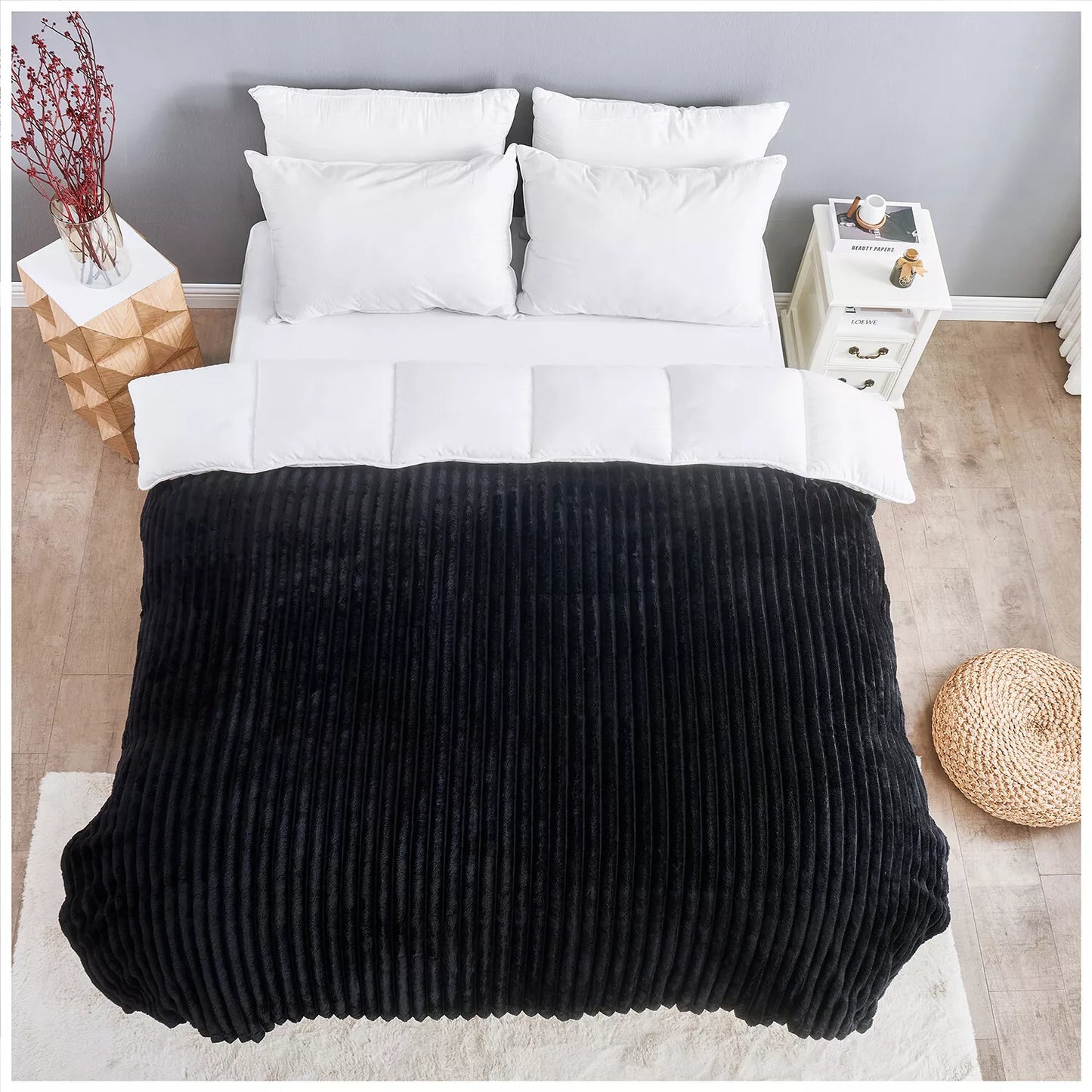Luxury Jumbo Chunky Cord Velvet Ribbed Throw