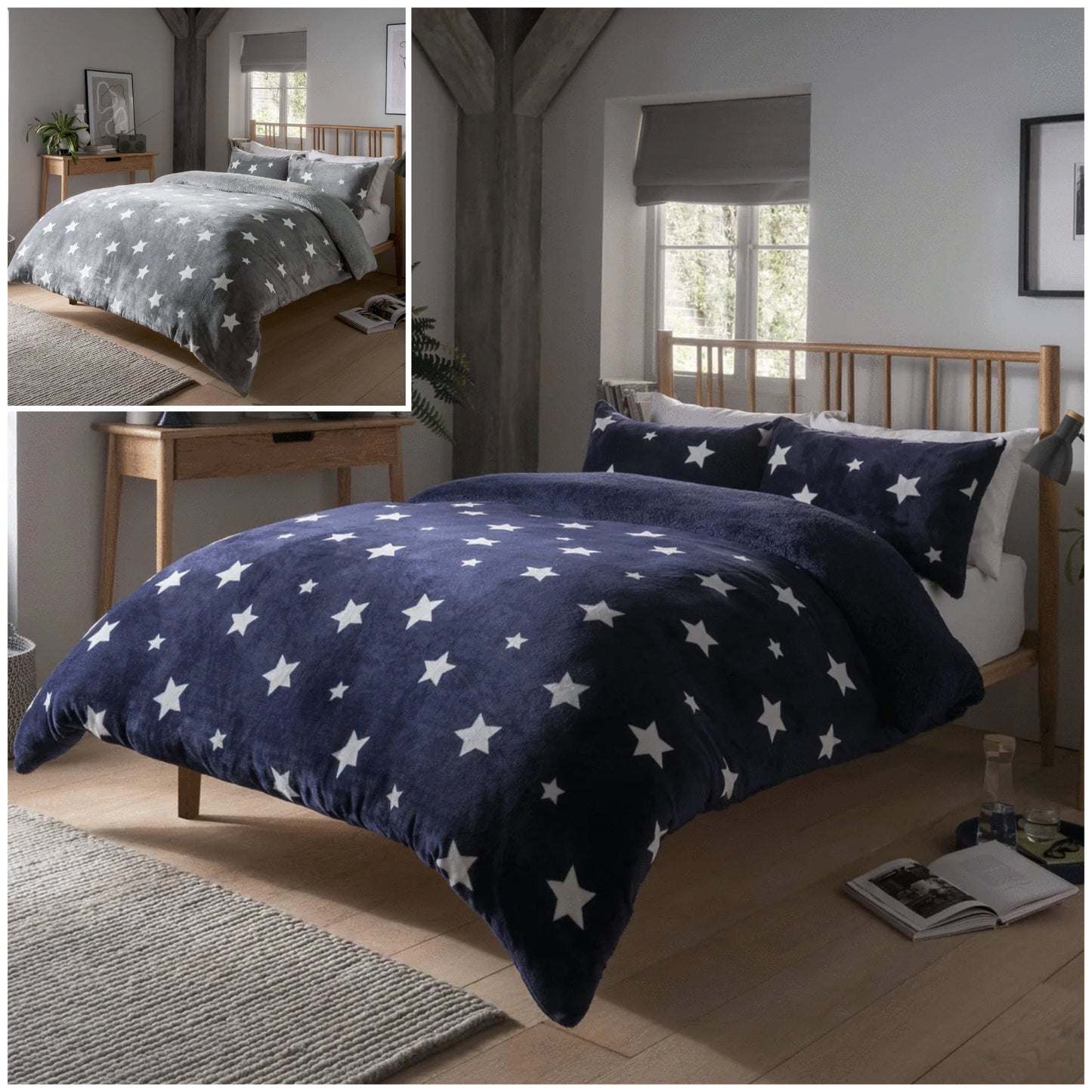 Super Soft Teddy Fleece Star Single Duvet Set