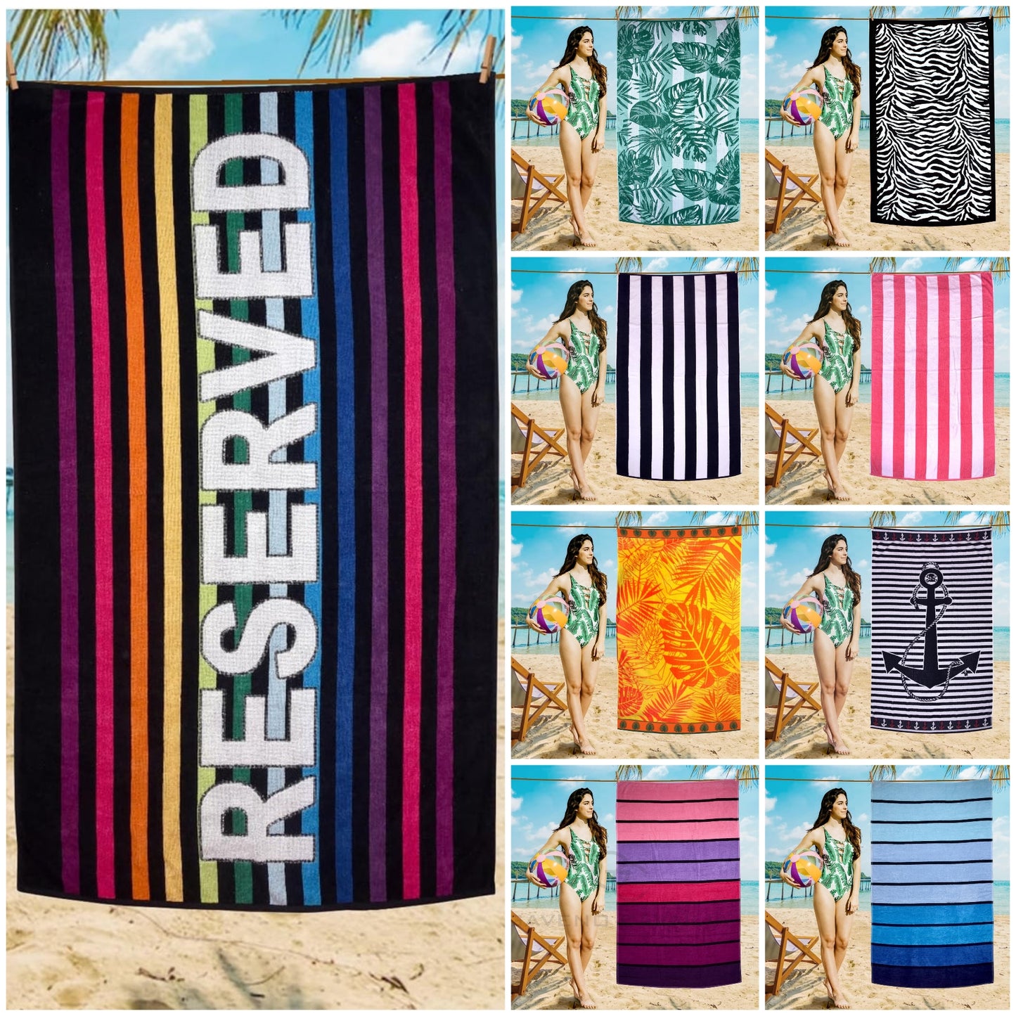 Extra Large 100% Cotton Jacquard Beach Towel