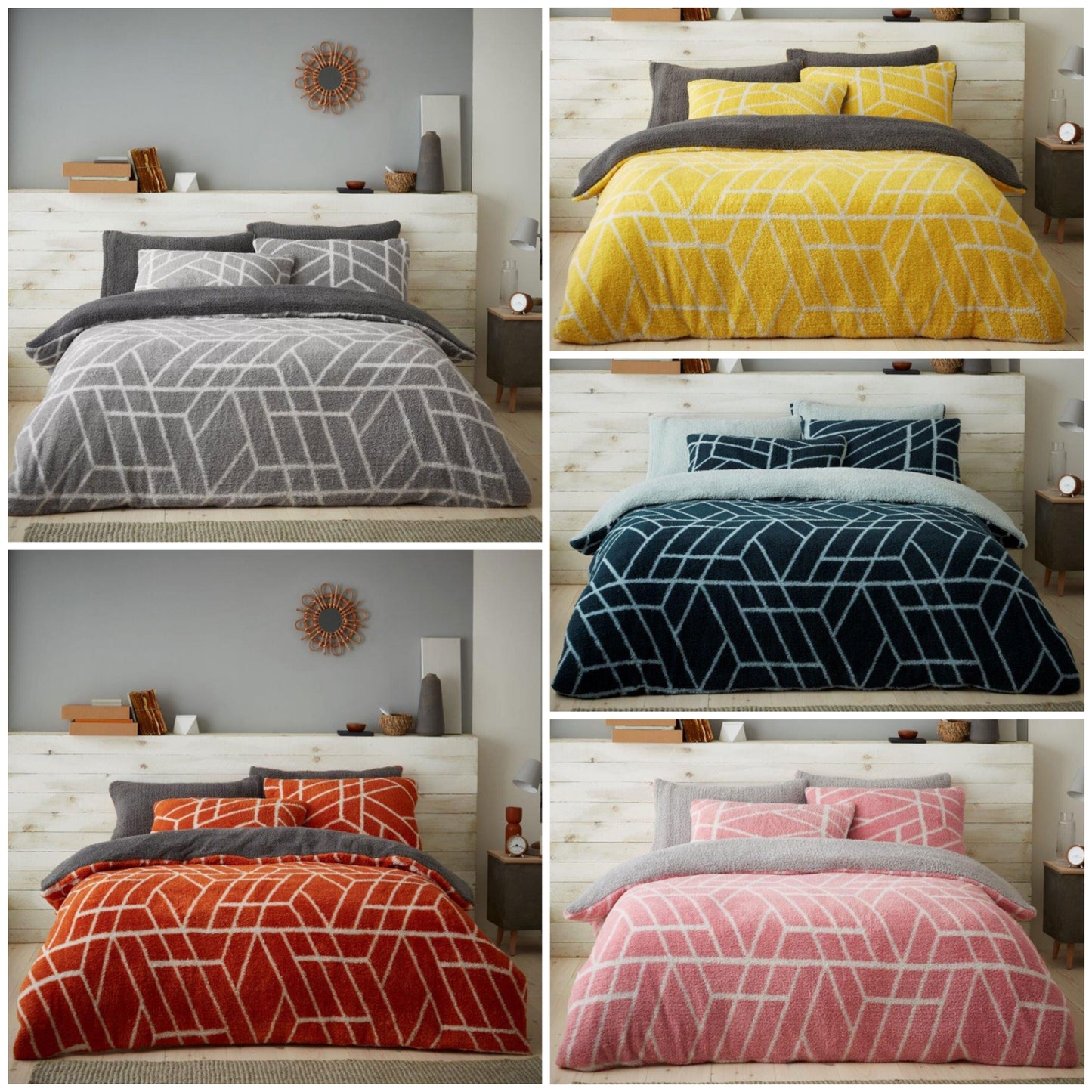 Geometric Teddy Fleece Duvet Set