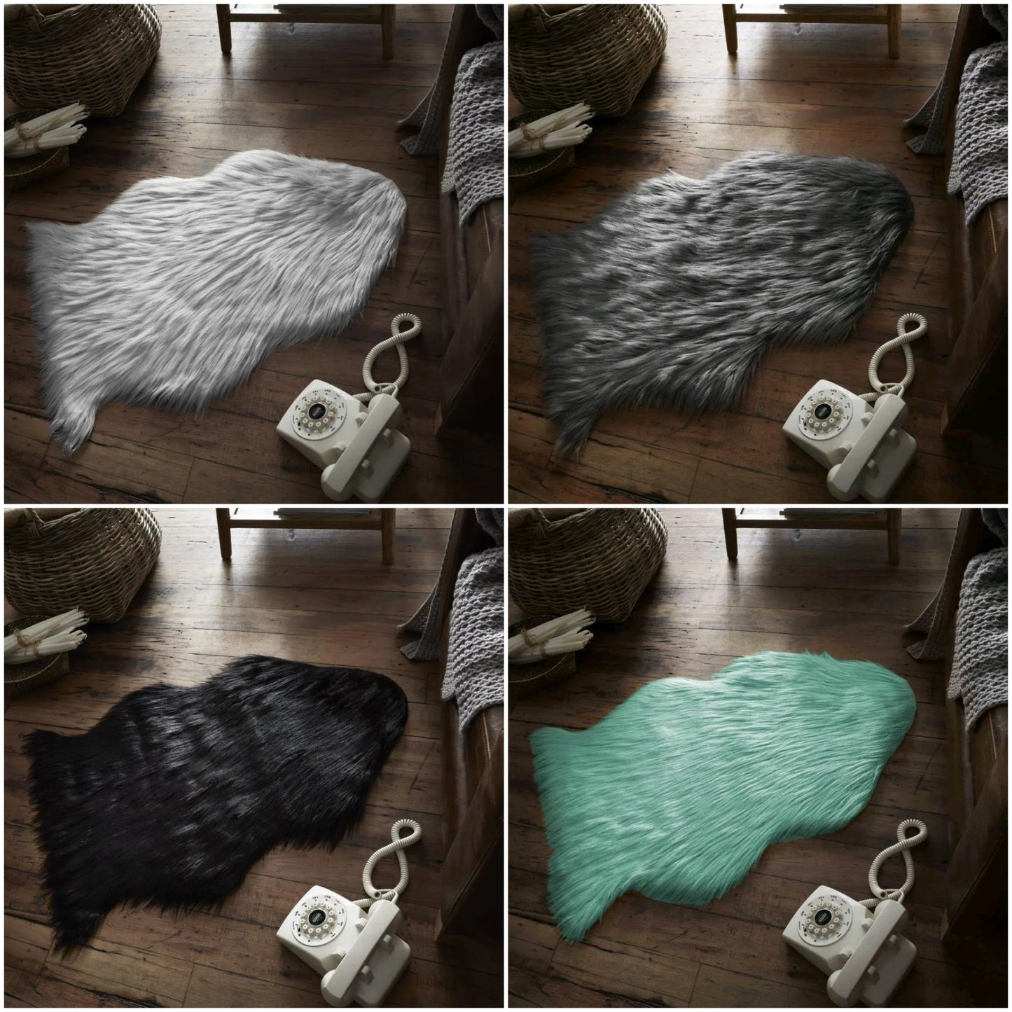Shaggy Faux Fur Sheepskin Rug 90x60cm