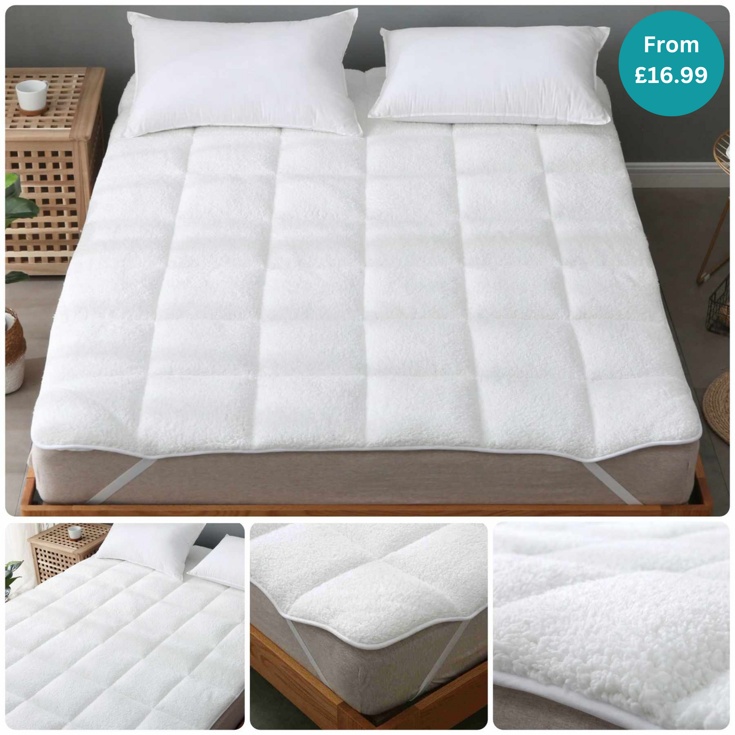 Winter Warm Teddy Fleece Mattress Topper