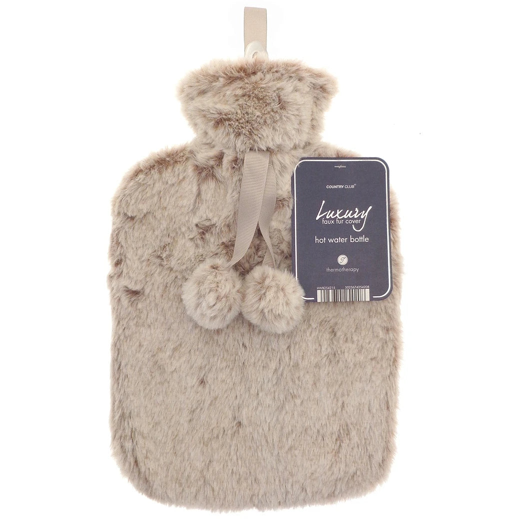 Honey Mink Tipped Faux Fur 2L Hot Water Bottle