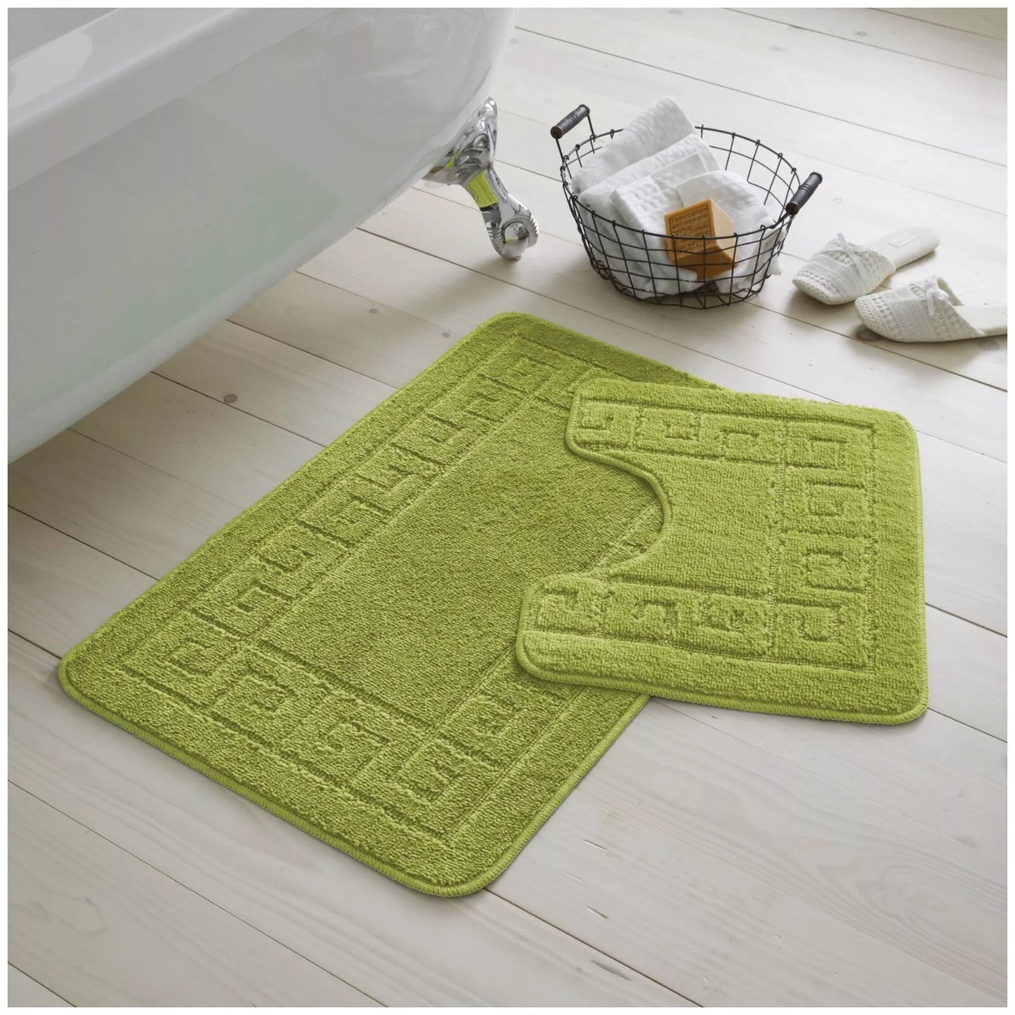 Jacquard 2pc Greek Border Non-Slip Bath Mat and Pedestal Set