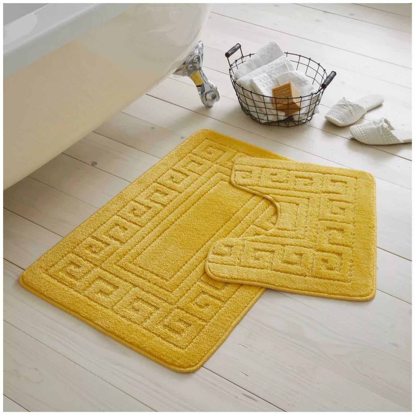 Jacquard 2pc Greek Border Non-Slip Bath Mat and Pedestal Set