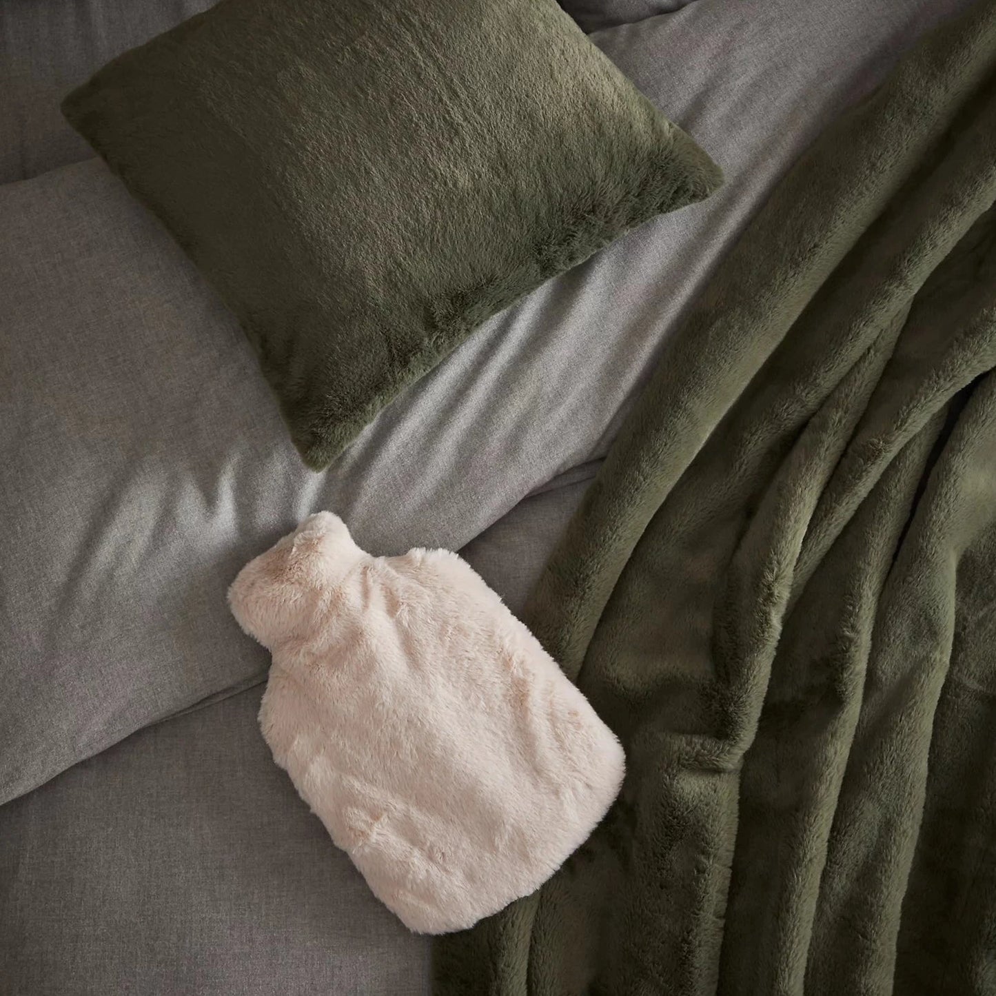 Faux Fur Hot Water Bottles with Removable Cover