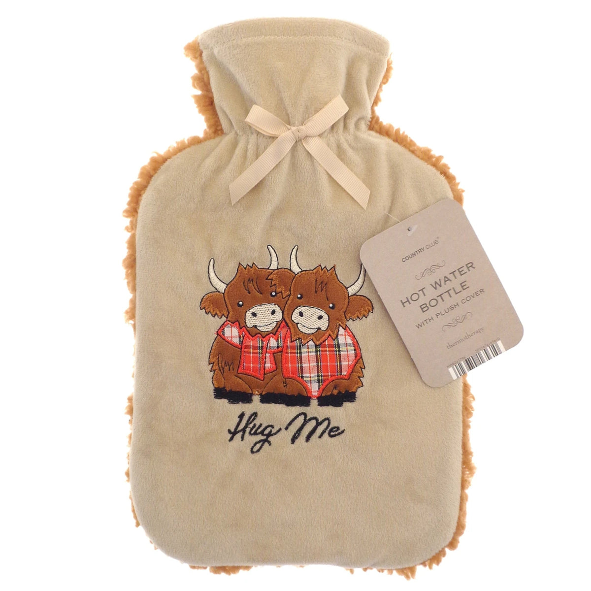 Hug Me Highland Cows Sherpa Back Fleece 2L Hot Water Bottle