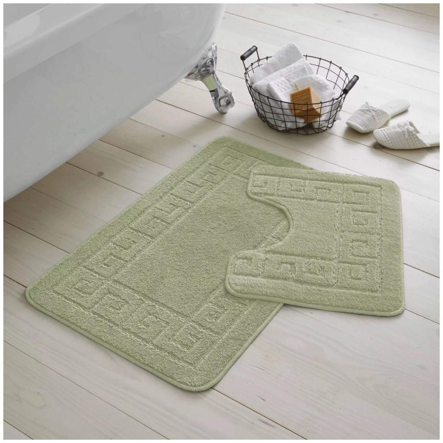 Jacquard 2pc Greek Border Non-Slip Bath Mat and Pedestal Set