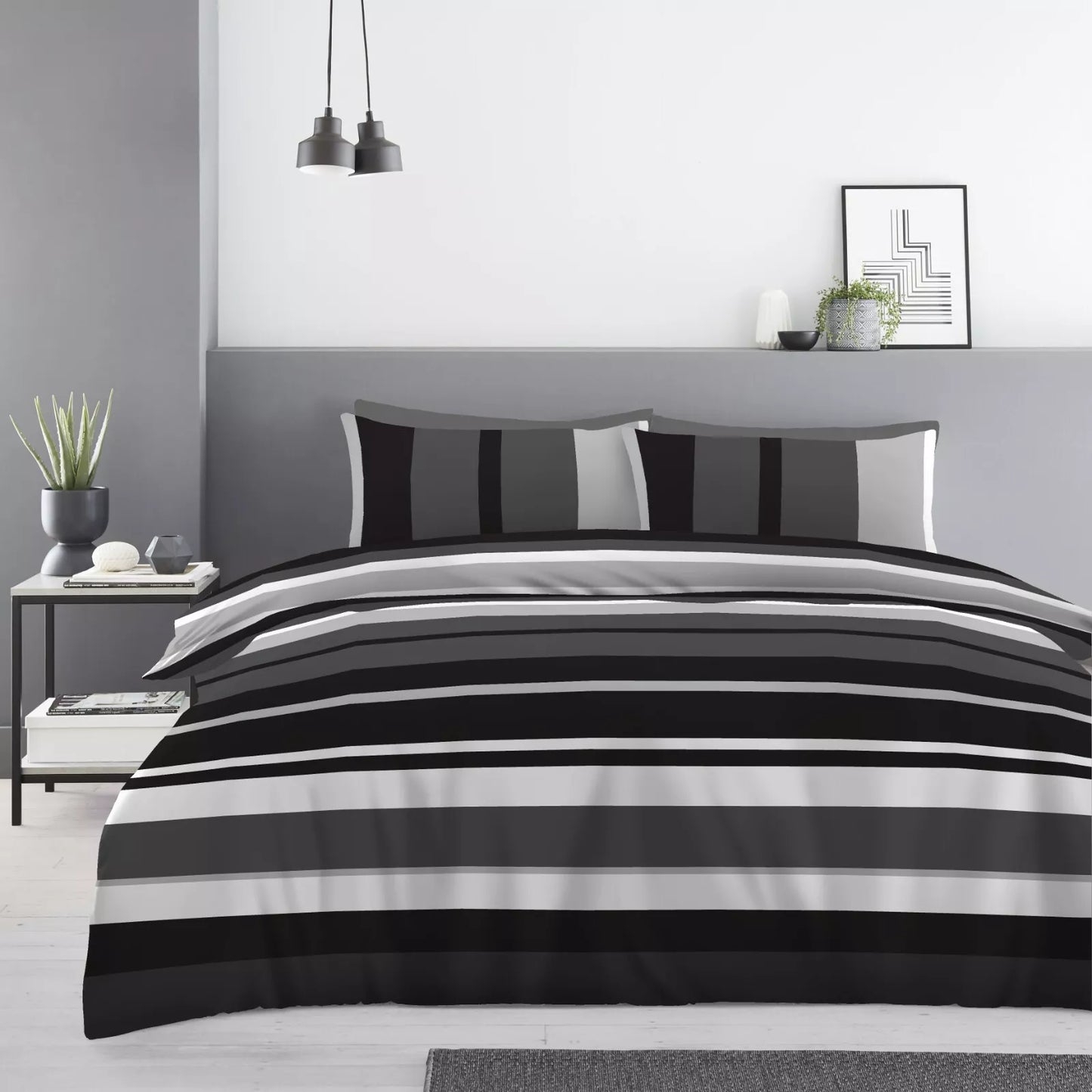 Seth Stripe - Complete Collection Duvet Set With Fitted Sheet