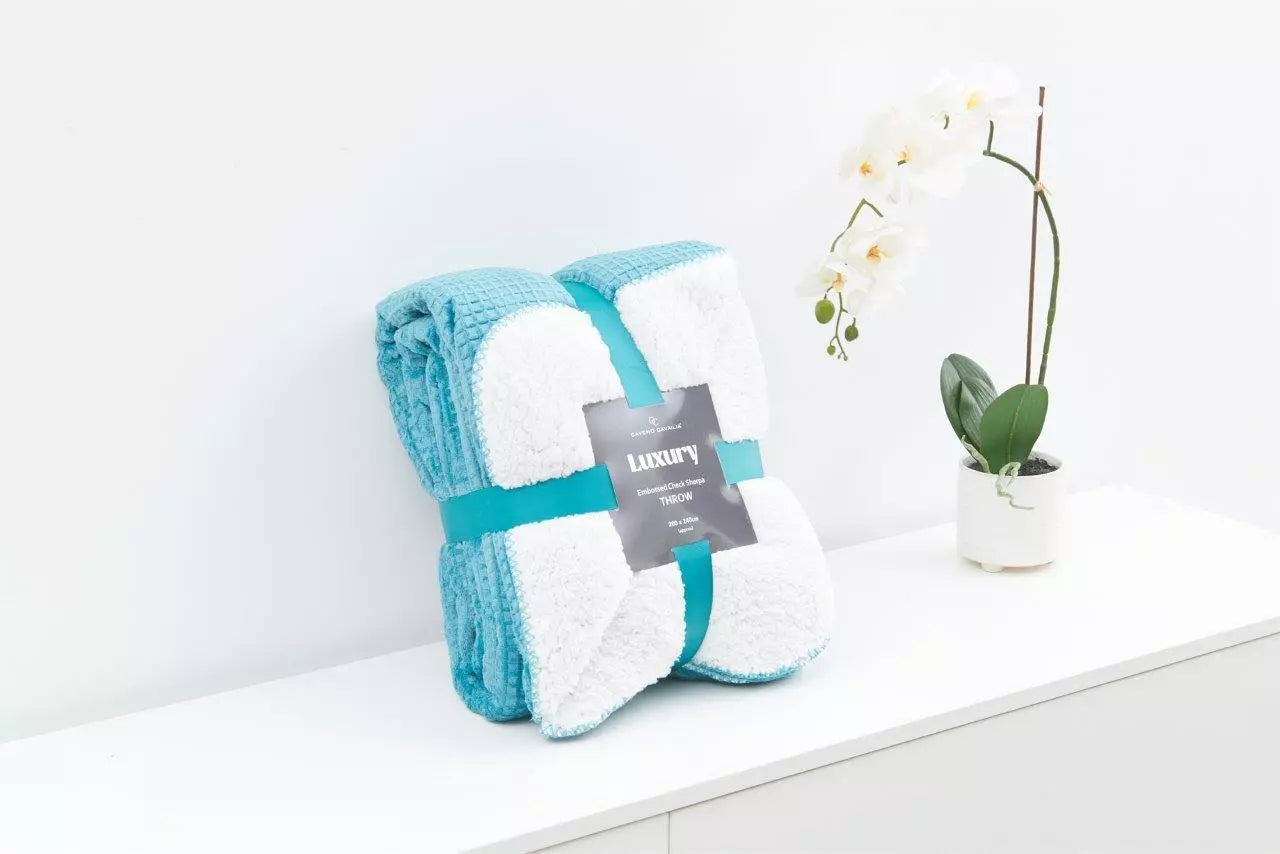 Embossed Flannel Sherpa Throw