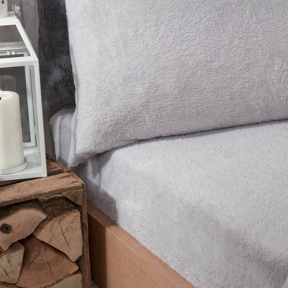 Teddy Fleece Thermal Fitted Sheet Silver