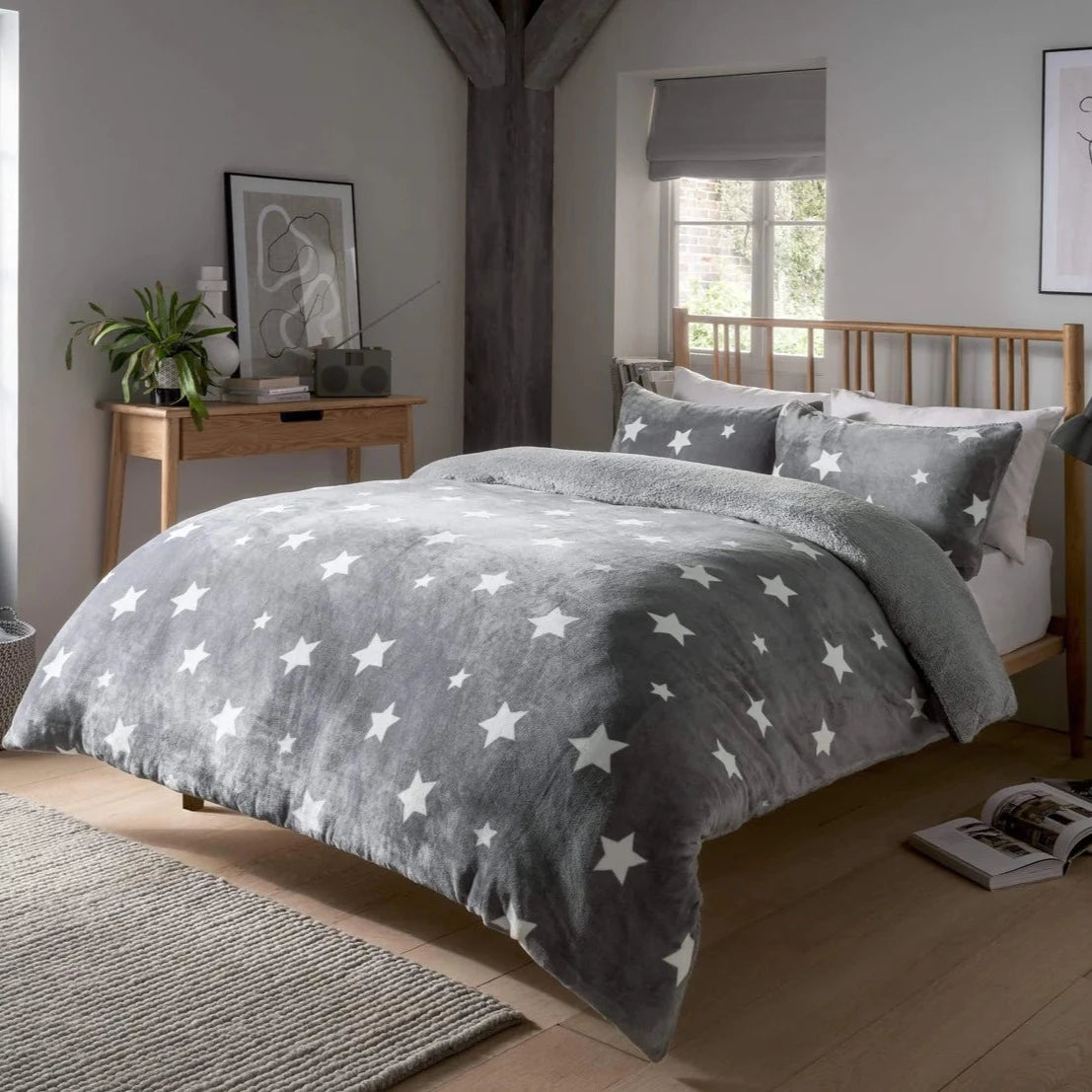 Super Soft Teddy Fleece Star Single Duvet Set