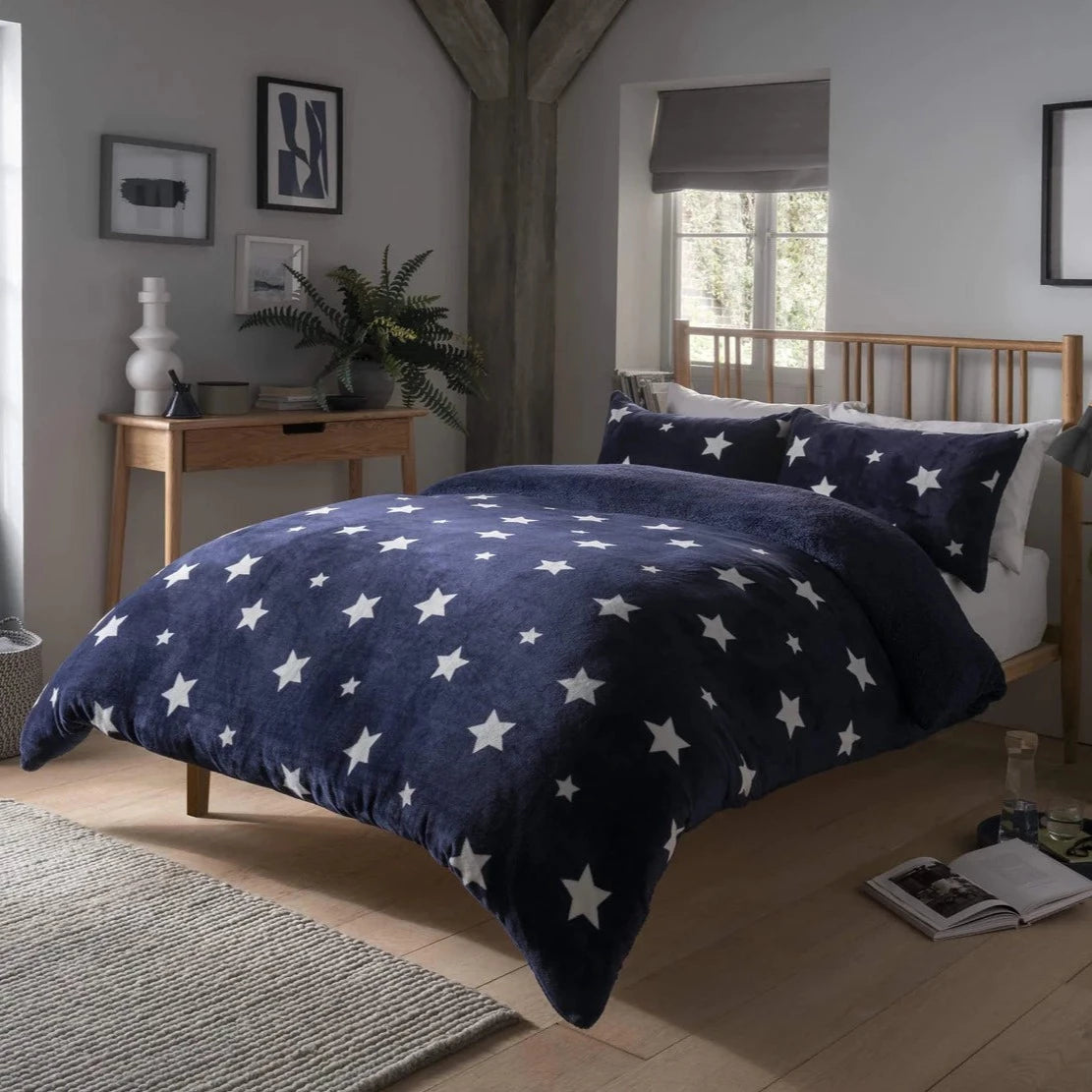Super Soft Teddy Fleece Star Single Duvet Set