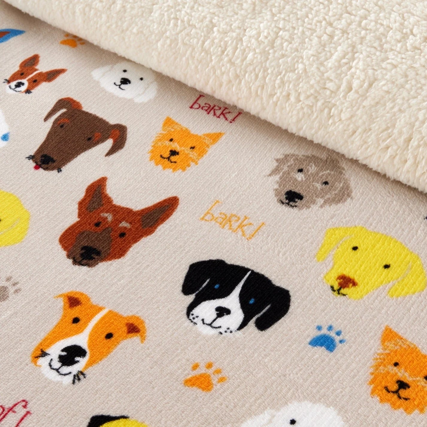 Dogs Printed Teddy Duvet Set With Reversible Sherpa Fleece Fur