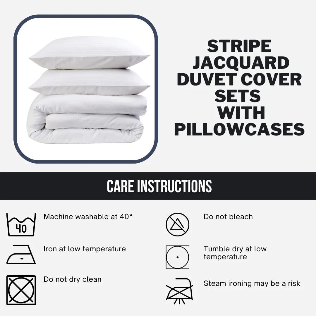 Hotel Grade Stripe Jacquard Duvet Cover Set