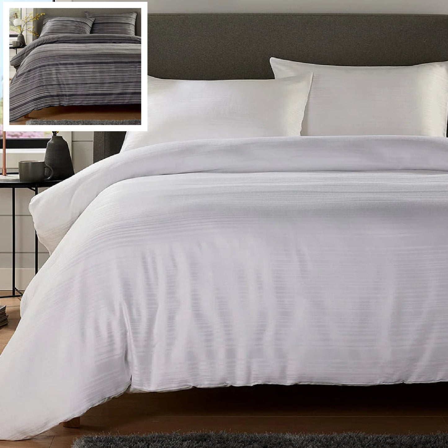 Hotel Grade Stripe Jacquard Duvet Cover Set