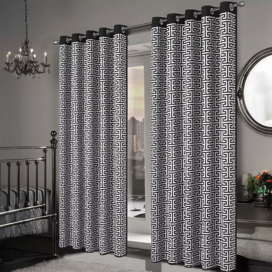 Milano Greek Key Thermal Blackout Eyelet Curtain Pair