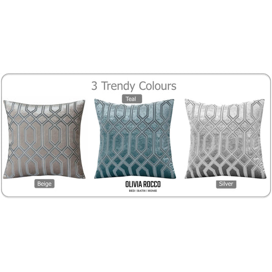 Geo Velvet Luxury Jacquard 18" Cushion Cover
