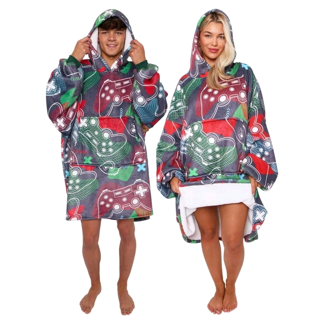 Extra Thick Oversized Sherpa Fleece Hoodie Blanket
