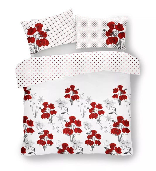 Red Poppy Floral Reversible Duvet Set