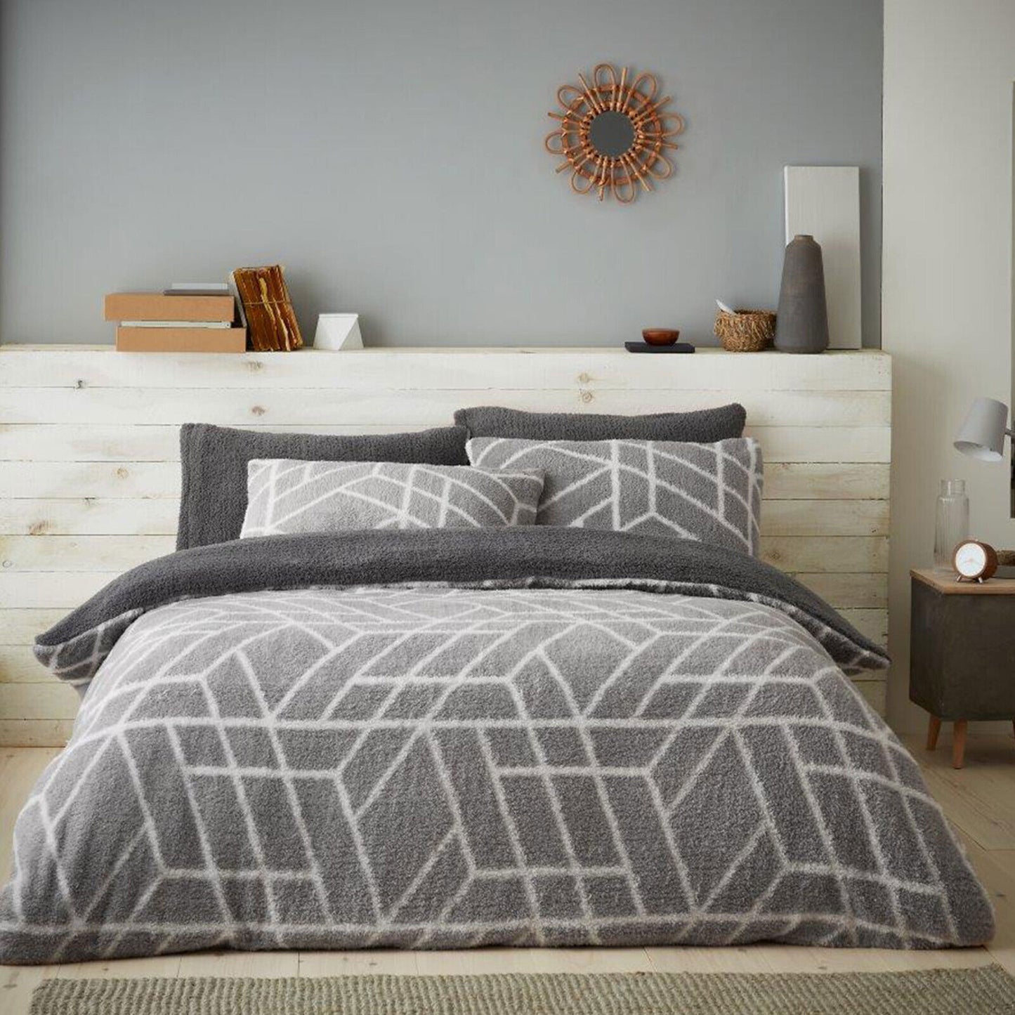 Geometric Teddy Fleece Duvet Set