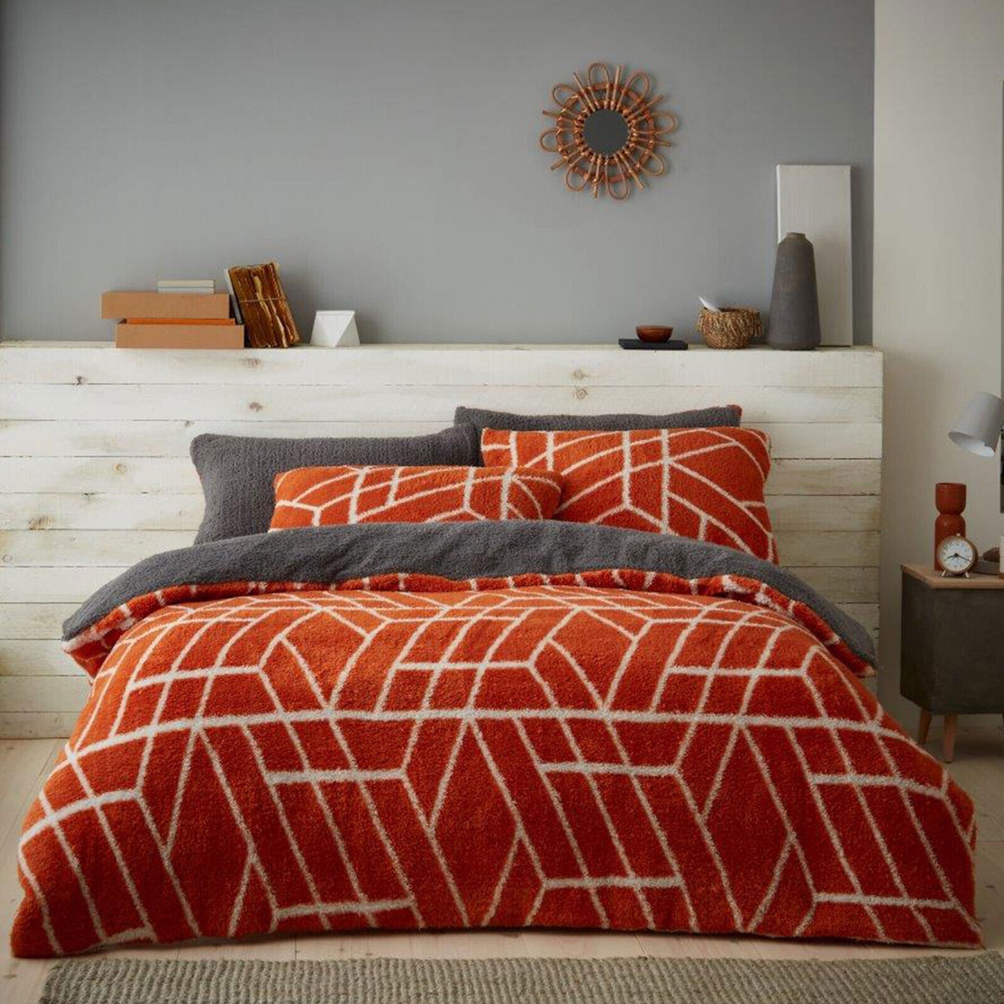 Geometric Teddy Fleece Duvet Set