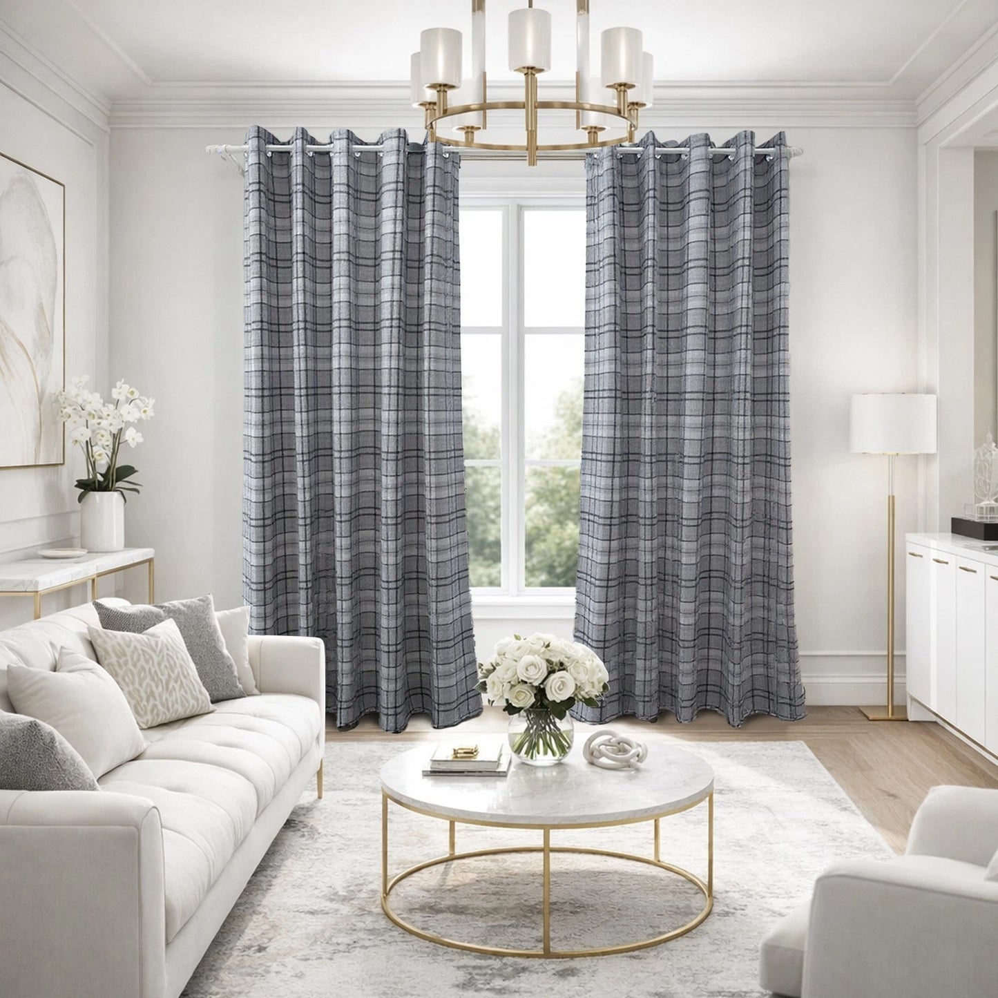 Woven Check Ultra Thick Blackout Curtain Pair | 2 Colours
