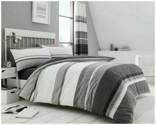 Hudson Grey Stripe Reversible Duvet Set