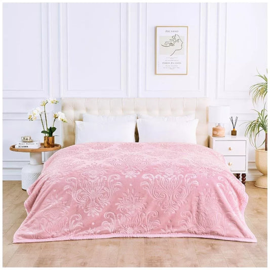 Pink Rashel 4kg Soft Embossed Heavyweight Blanket