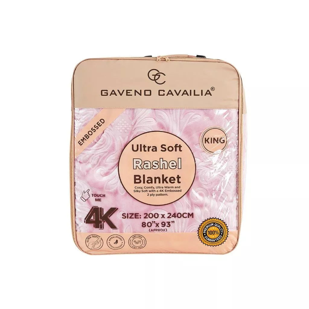 Pink Rashel 4kg Soft Embossed Heavyweight Blanket
