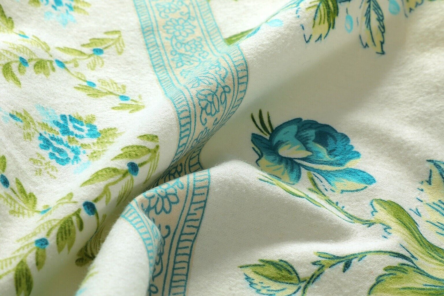 Teal Floral Flannelette Brushed Cotton Thermal Sheet Set