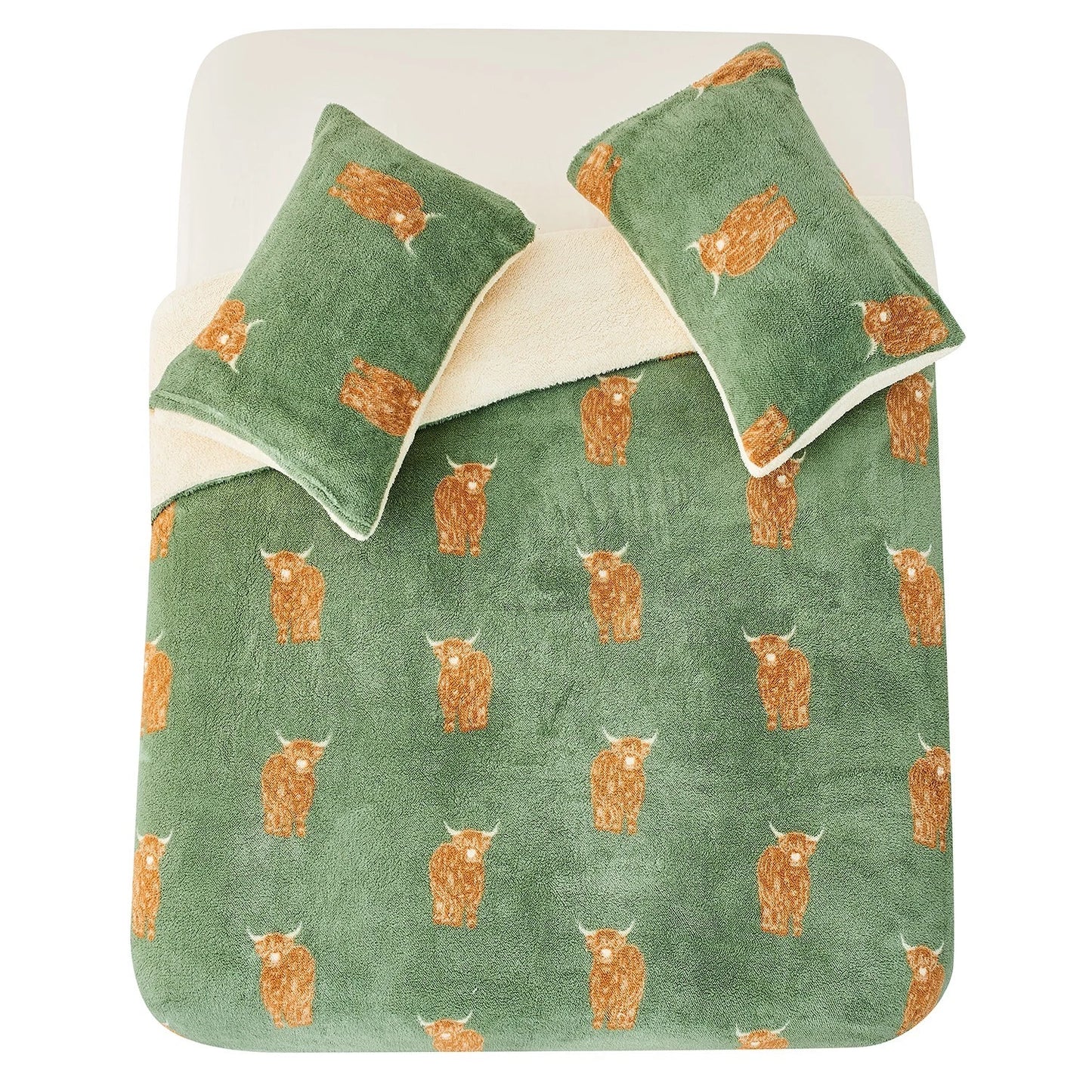 Highland Cow Teddy Duvet Set With Reversible Sherpa Fleece Fur