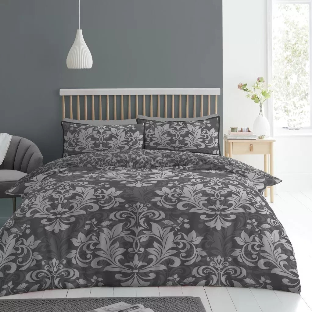 Charcoal Paisley - Complete Collection Duvet Set With Fitted Sheet