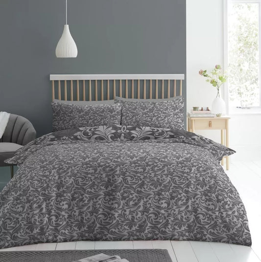 Charcoal Paisley - Complete Collection Duvet Set With Fitted Sheet