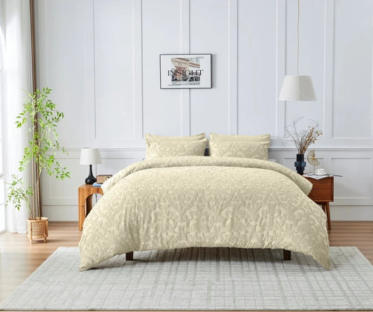 Cambi Tufted Damask Duvet Cover & Pillowcase Set
