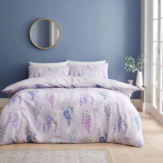 Lilac Lavender Floral Purple Reversible Duvet Set