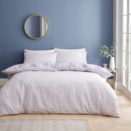 Lilac Lavender Floral Purple Reversible Duvet Set