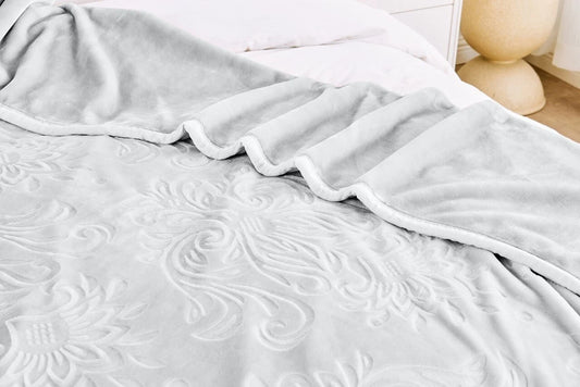 Silver Rashel 4kg Soft Embossed Heavyweight Blanket