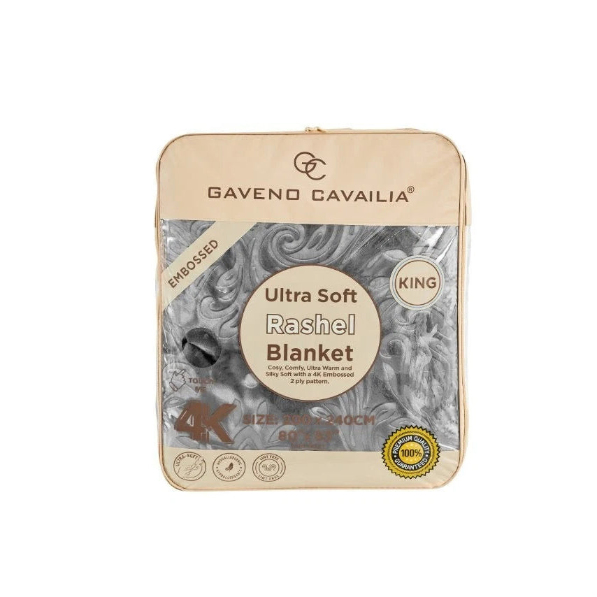 Charcoal Rashel 4kg Soft Embossed Heavyweight Blanket