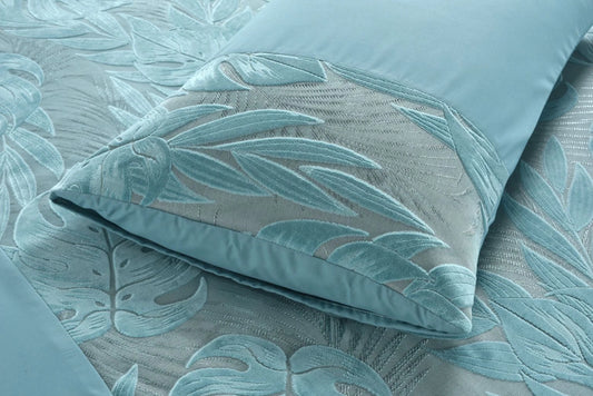 Velvet Leaf Embroidered Signature Duvet Cover & Pillowcase Set