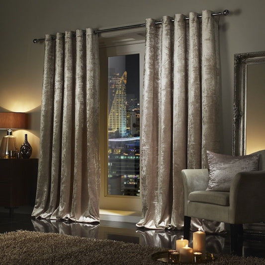 Luxury Crushed Velvet Lined Curtain Pair
