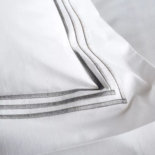 Devore Luxury Hotel Duvet Set with Silver Embroidery Trim