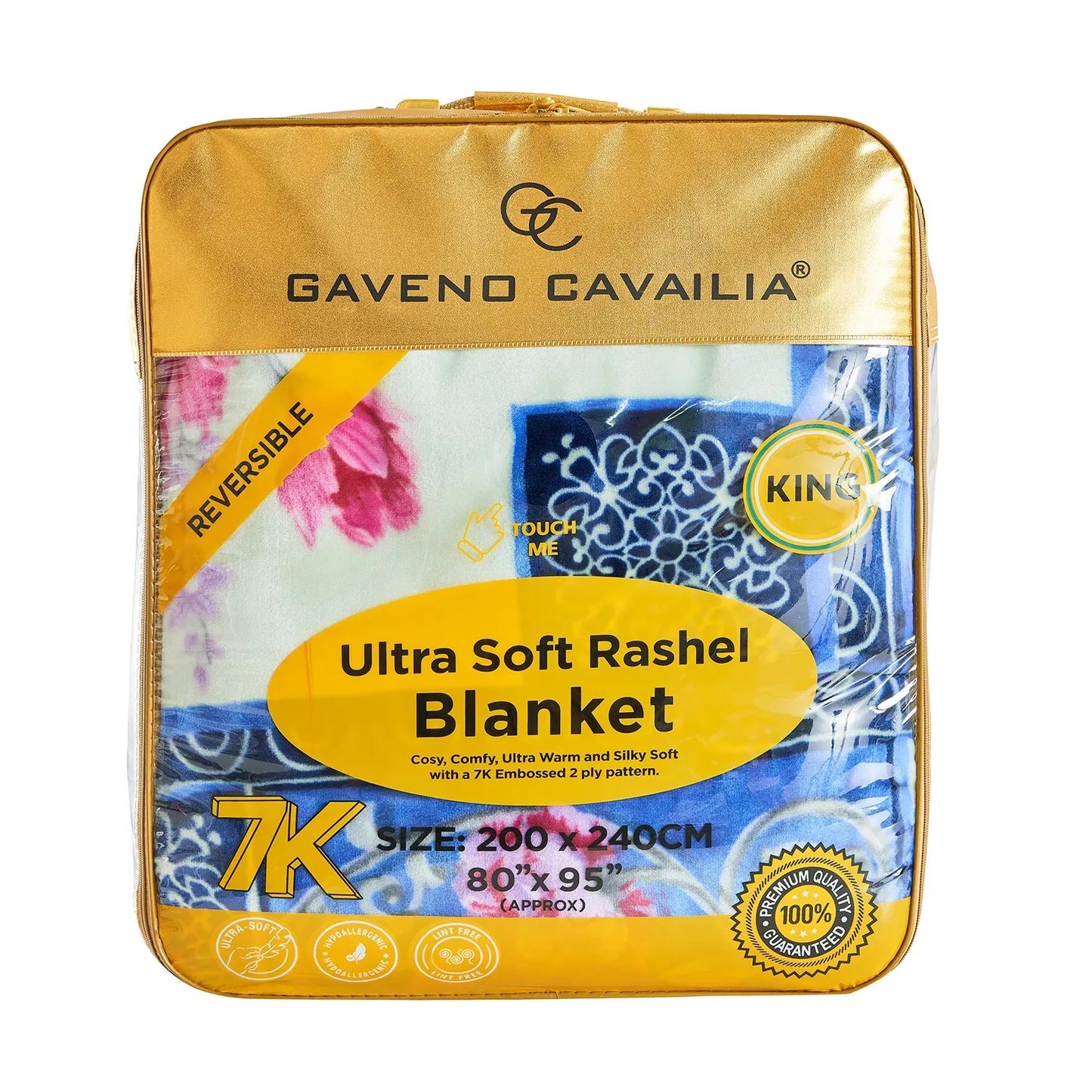Floral Blue and Purple Reversible 4KG Soft Embossed Heavyweight Blanket