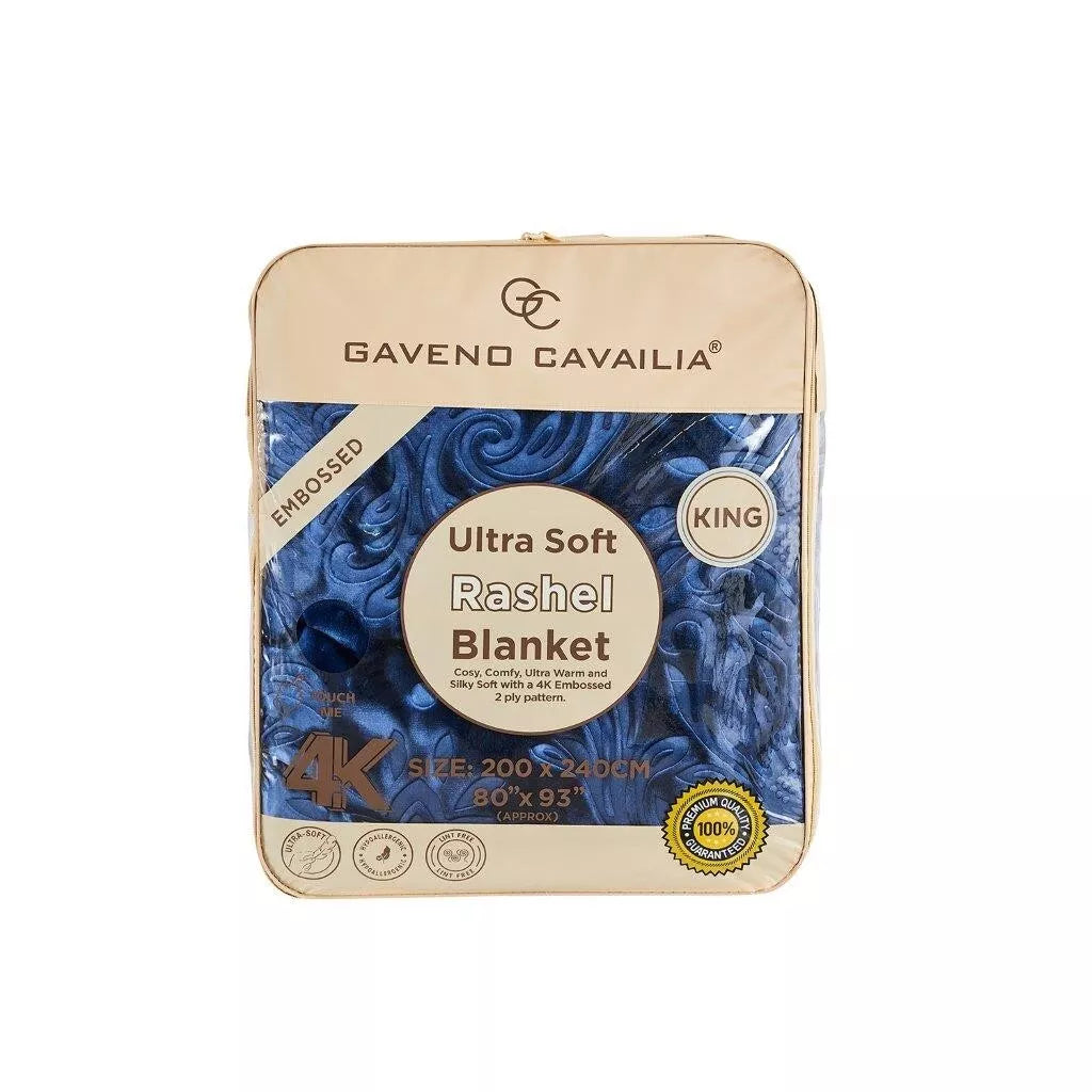 Navy Blue Rashel 4kg Soft Embossed Heavyweight Blanket