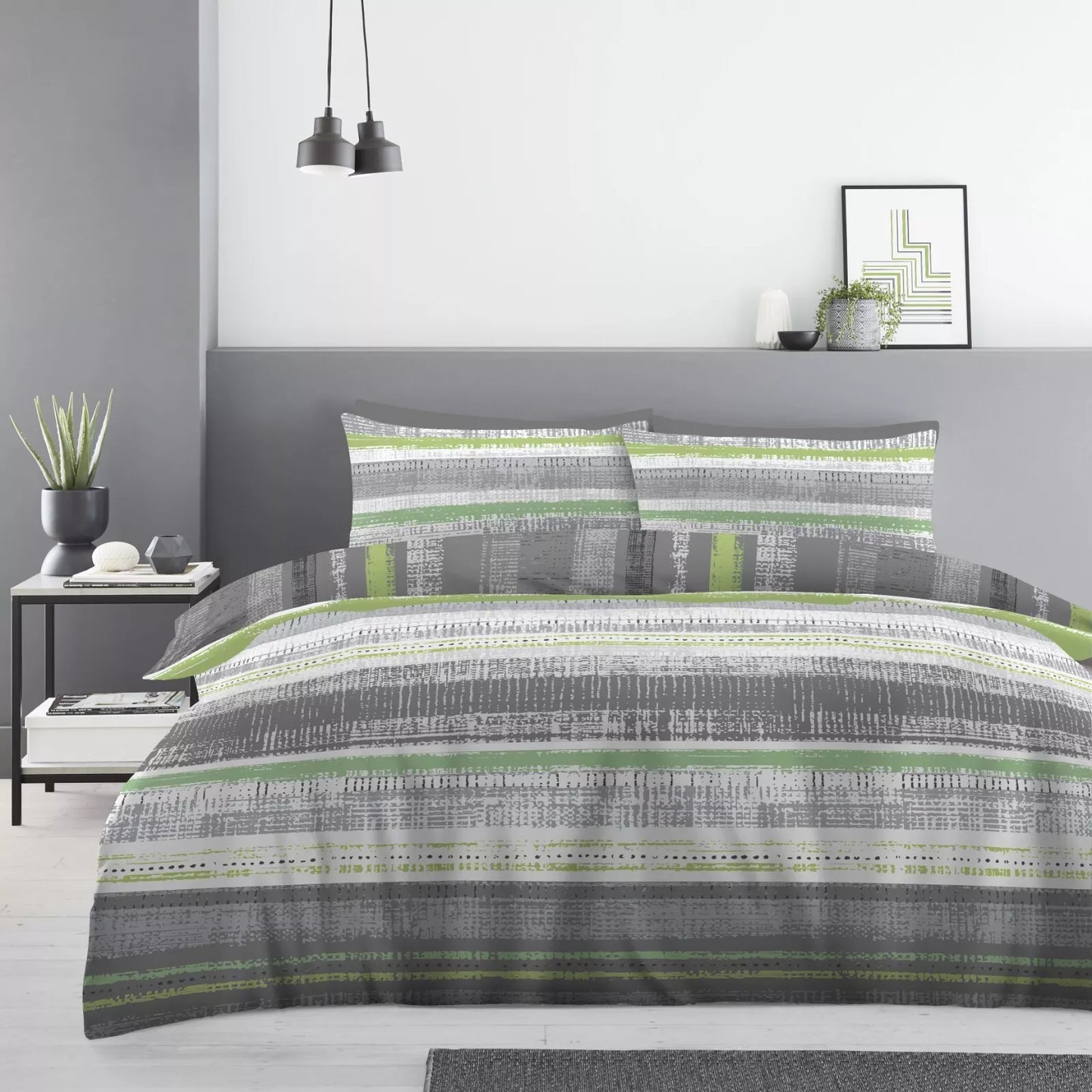 Ezra Stripe - Complete Collection Duvet Set With Fitted Sheet