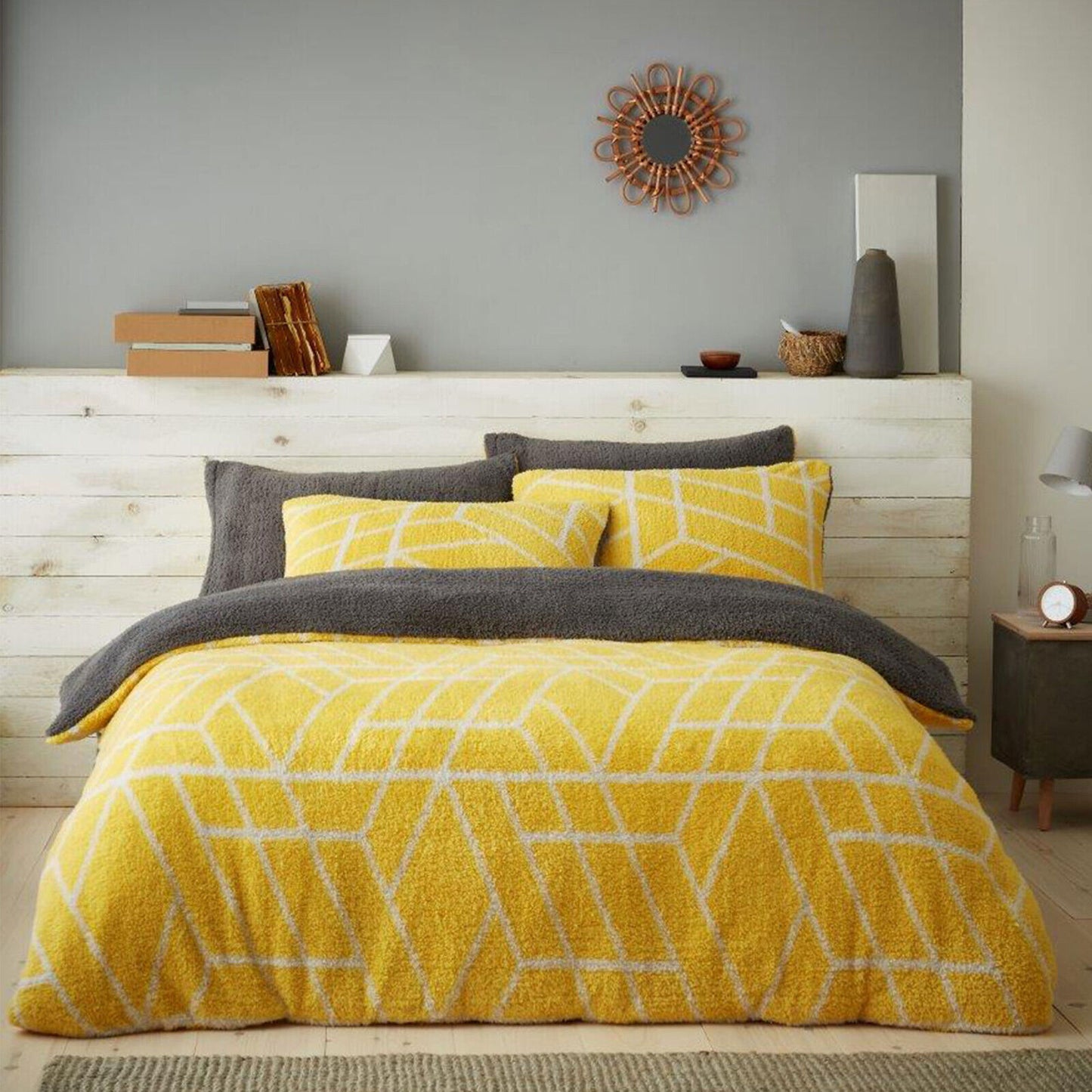 Geometric Teddy Fleece Duvet Set